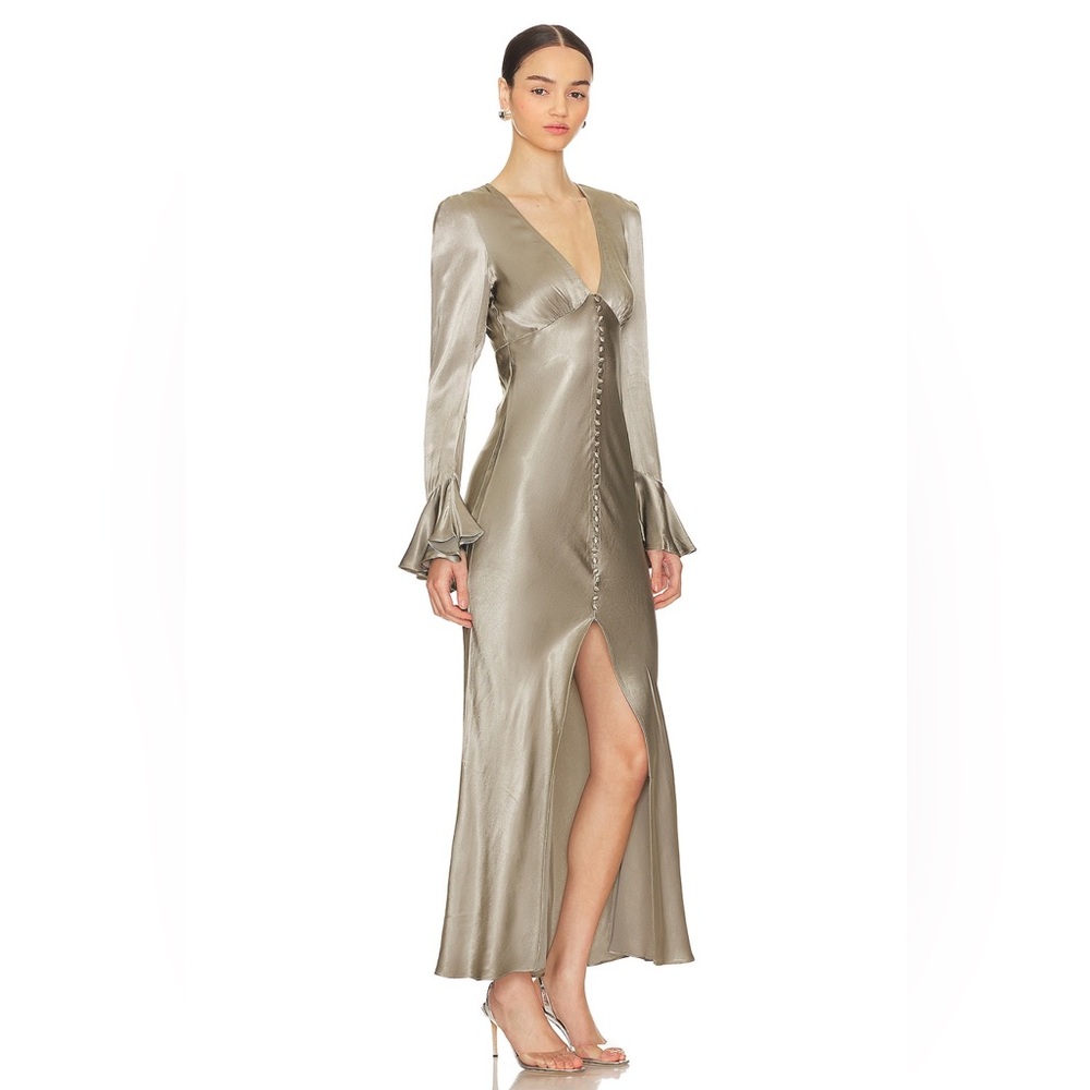 Shona Joy La Lune Frill Cuff Bias Midi Dress - Picture 2 of 3